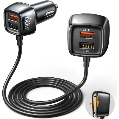 4 ポート USB 車の充電器急速充電 QC3.0 1.6 メートル延長ケーブル急速充電携帯電話ユニットレコーダー
